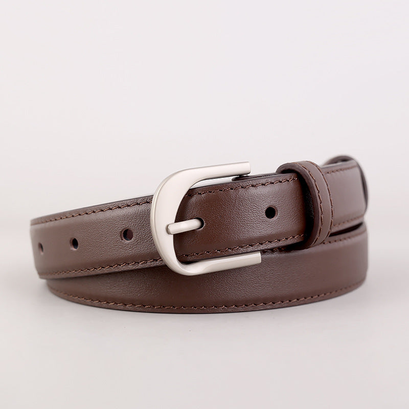 Slim Leather Adjustable Buckle Belt