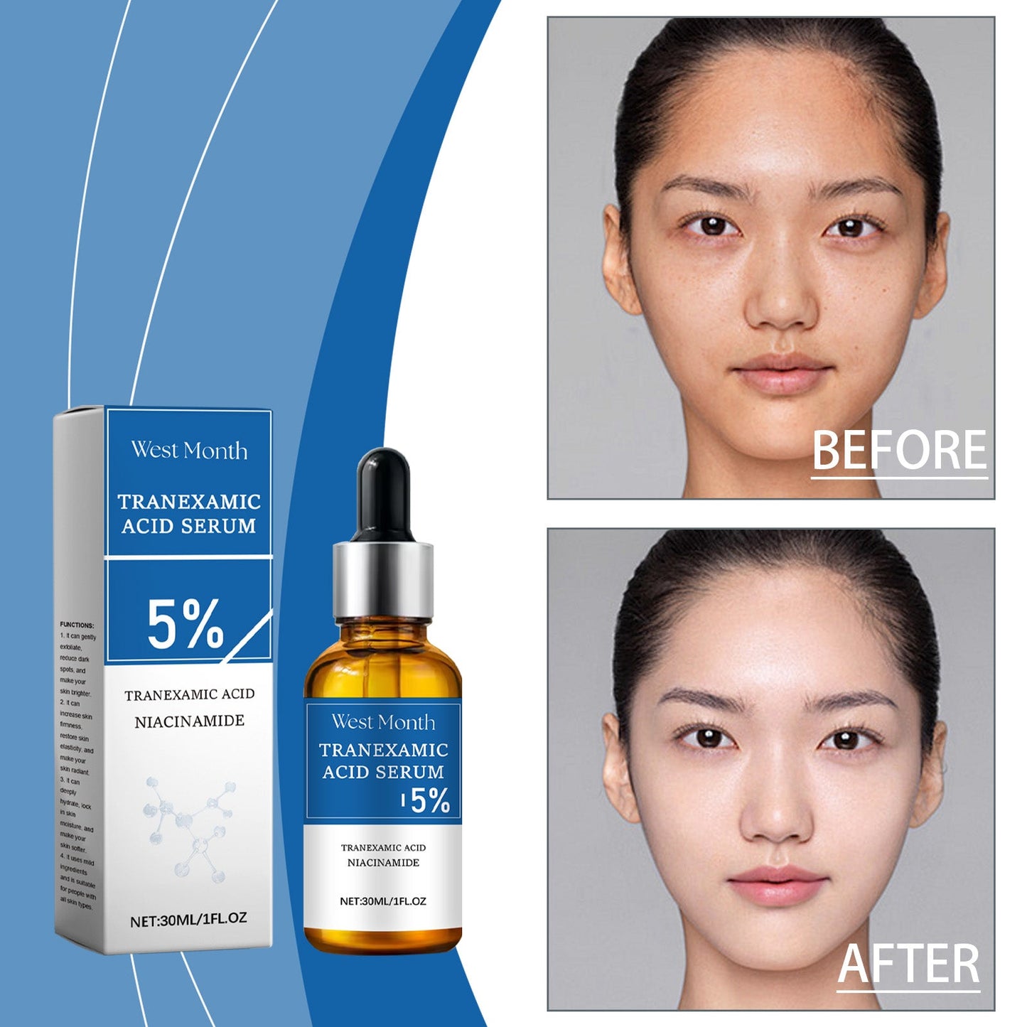 West&Month Face Brightening Serum, Brightening And Moisturizing Skin, Moisturizing And Moisturizing Essence