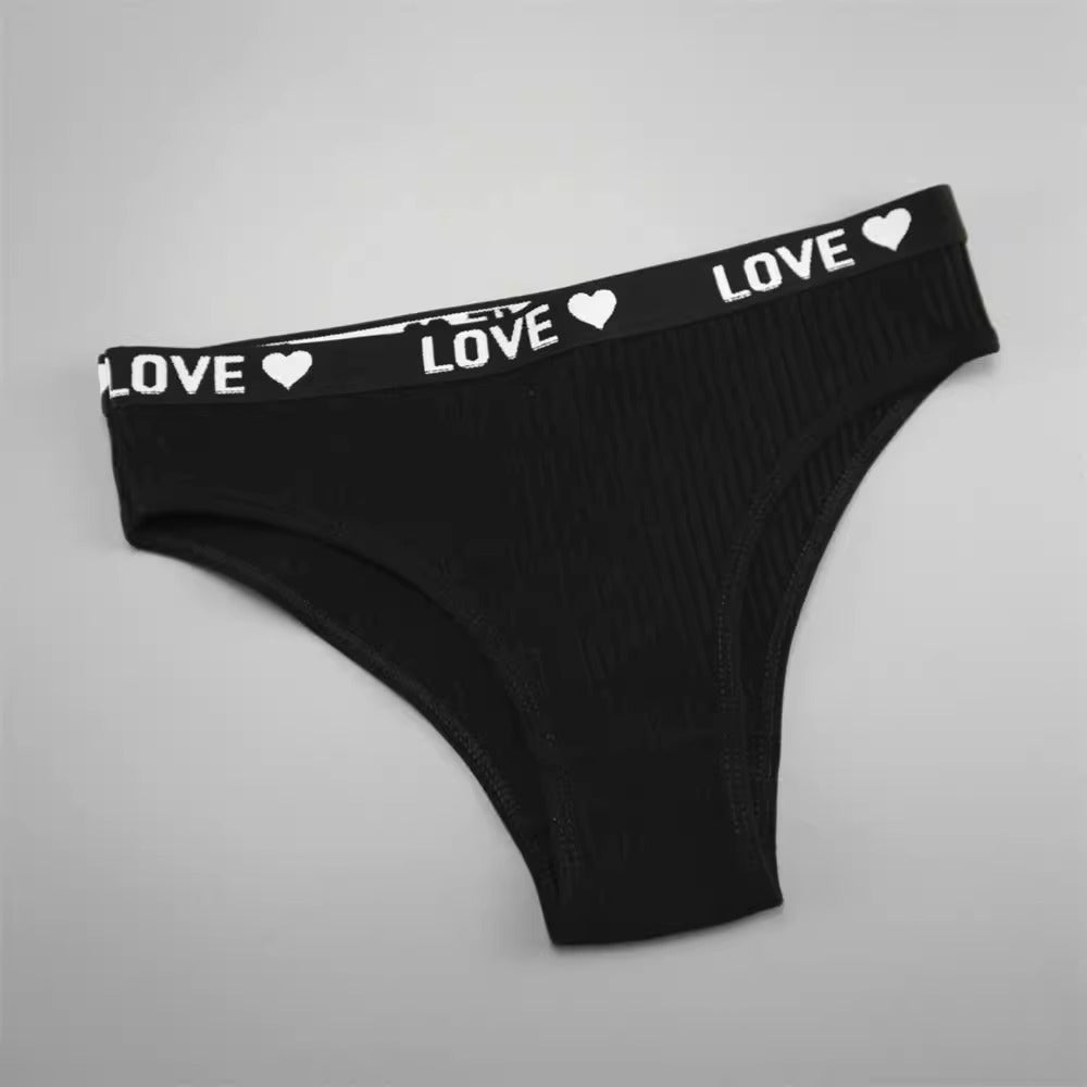 V-shaped Lady's Pure Cotton Ribbed Panties