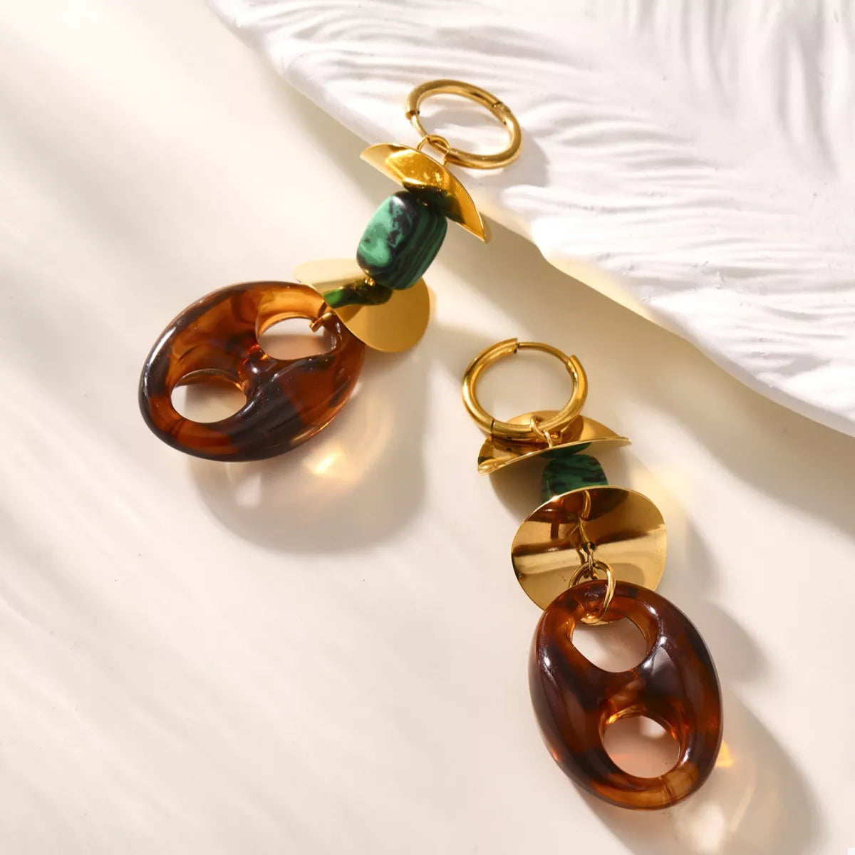 Turquoise Resin Geometric Drop Earrings