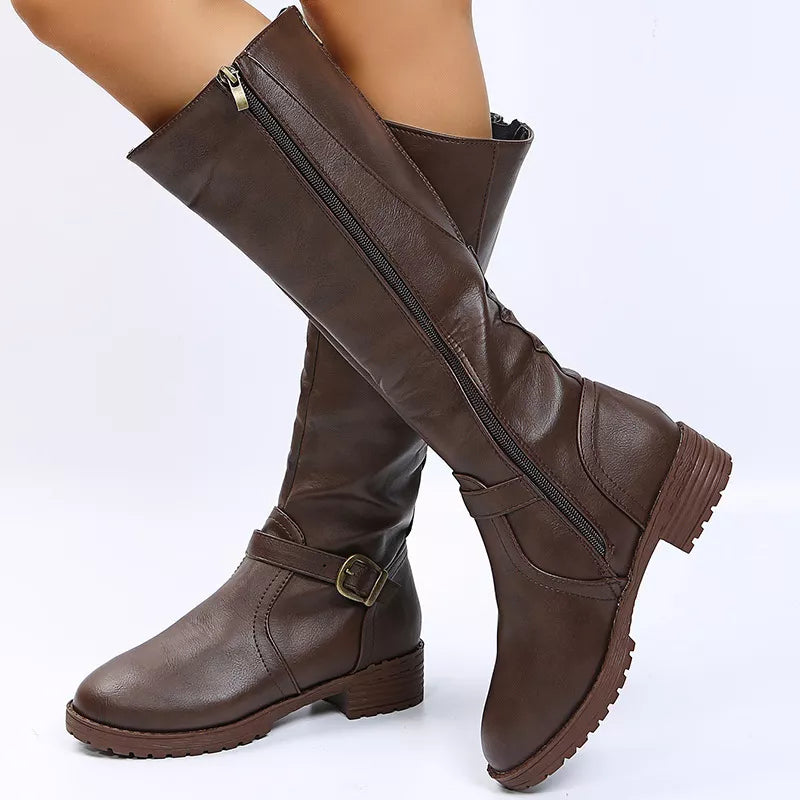 Round Toe Block Heels Boots