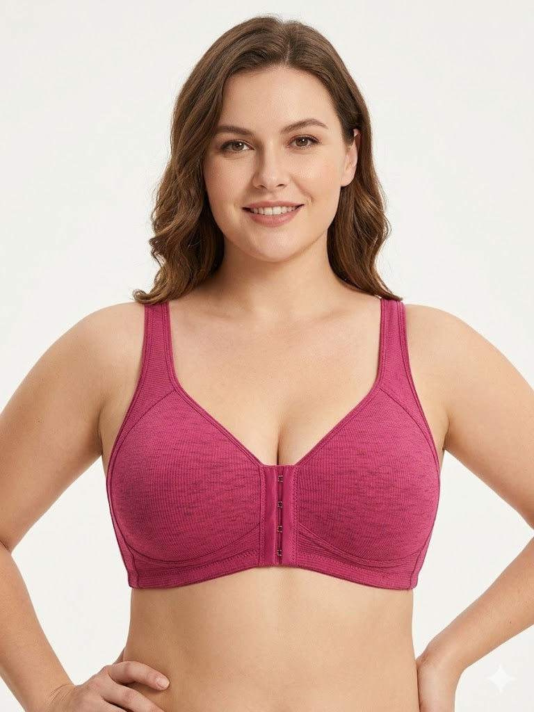 Adjustable Front Closure Push-Up Bra Wire-Free Cross-Back, Seamless & Side Support For Daily Wear, Spring-Summer ComfoMrt Breathable Everyday Breathable Everyday Womenswear Bridal Rider Basic Minimal