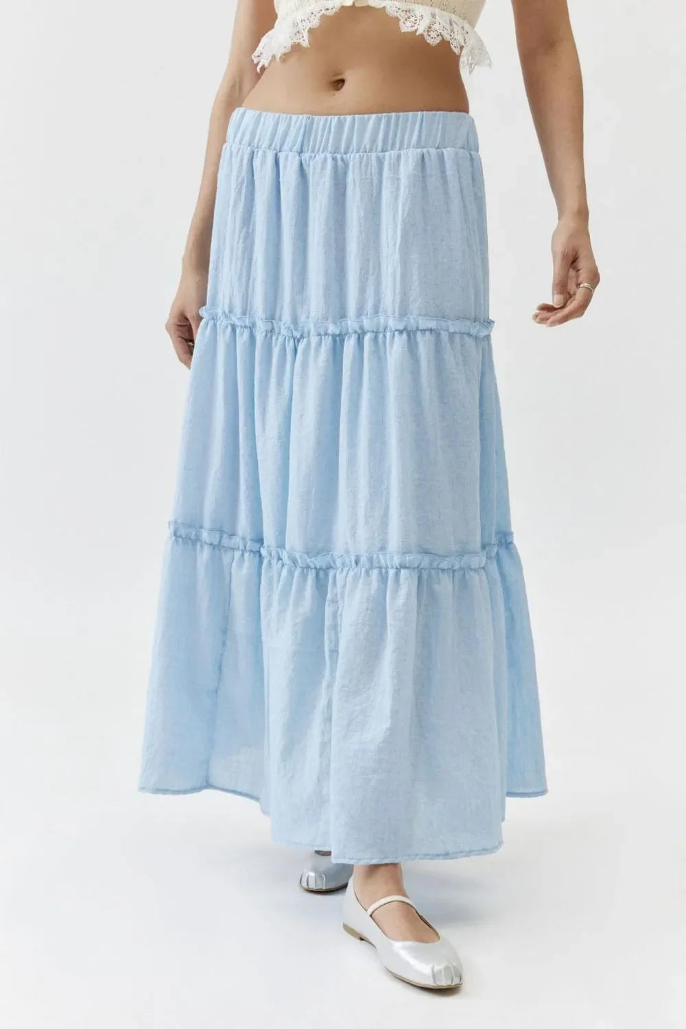 Frill Elastic Waist Skirt