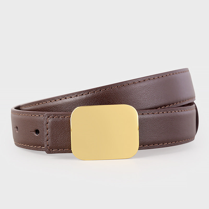 Leather Belt with Gold Buckle