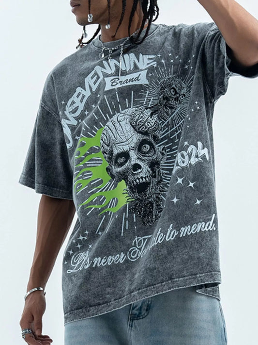 Men's Skull Graphic Round Neck Tee