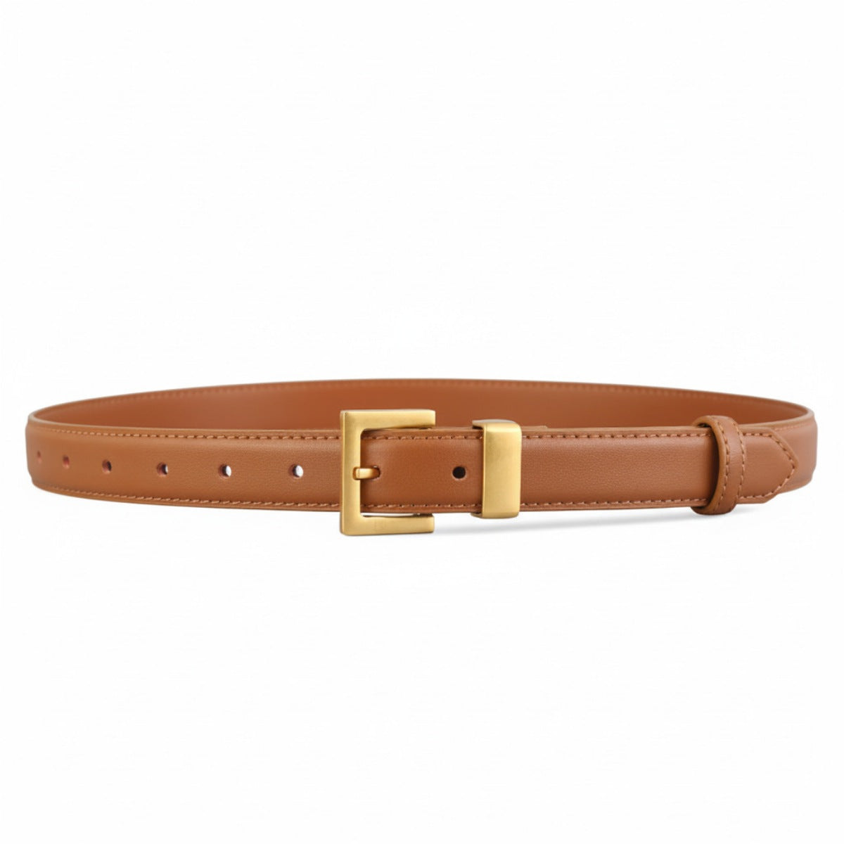 Leather Belt with Golden Buckle