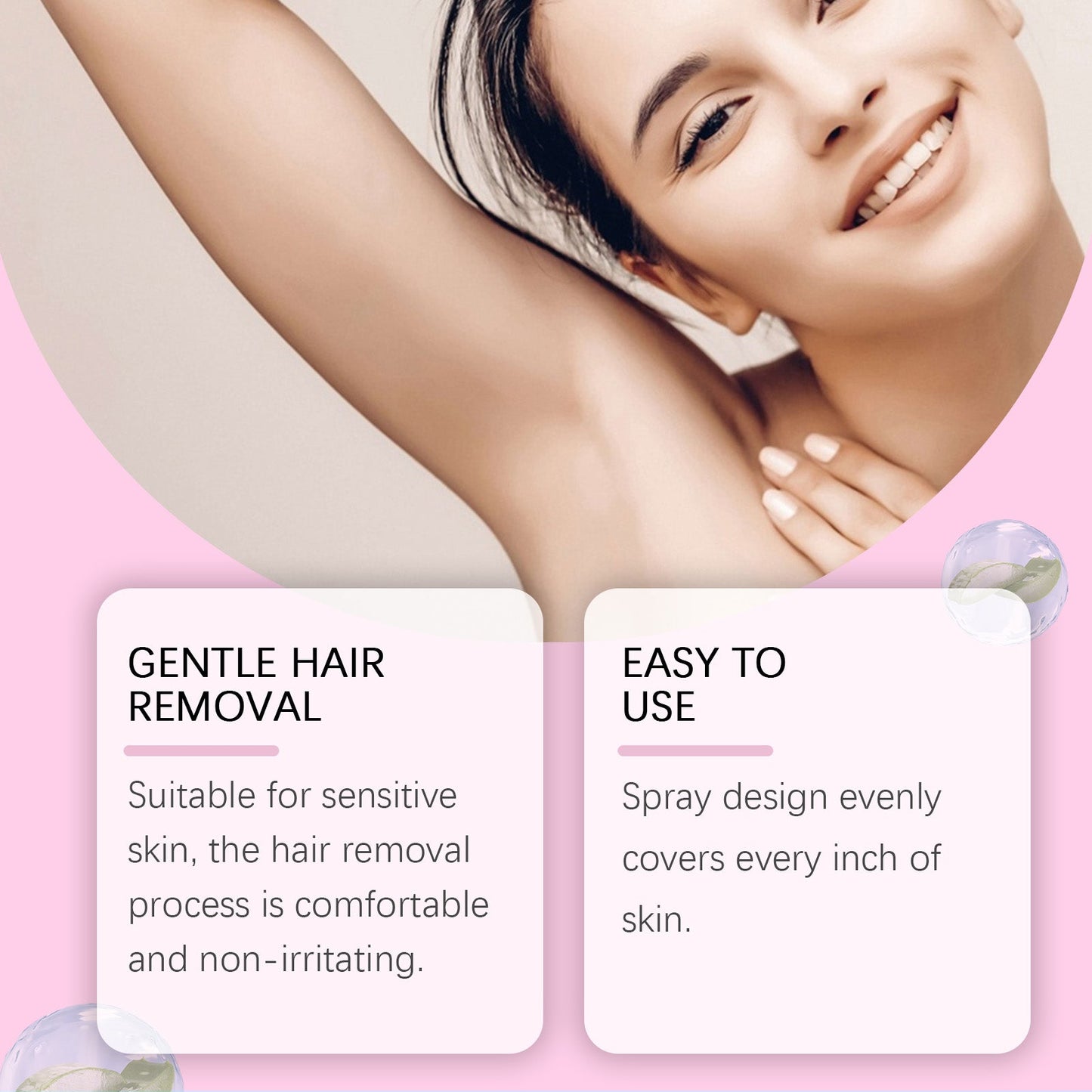 OUHOE Gentle Hair Removal Mousse Spray, Leg Hair Armpit Hair Body Smooth Skin Cleansing Mousse Skin Spray