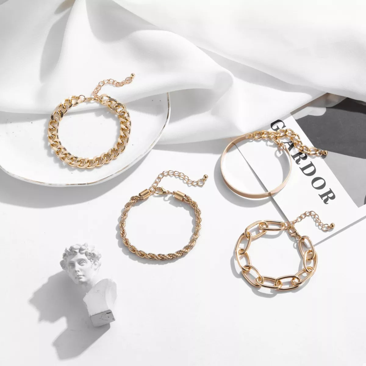 4 Piece 18K Gold-Plated Minimalist Bracelet