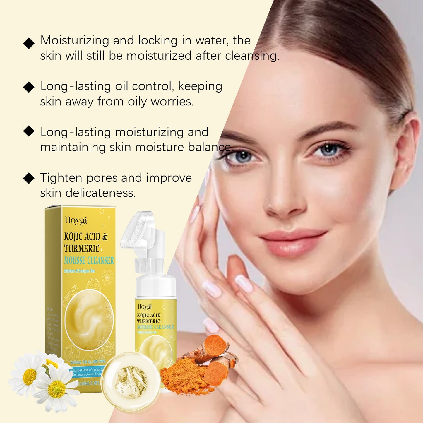Hoygi Turmeric Gentle Cleansing Cleanser Massage Moisturizing Clean Exfoliating Gentle Skin Care Cleanser