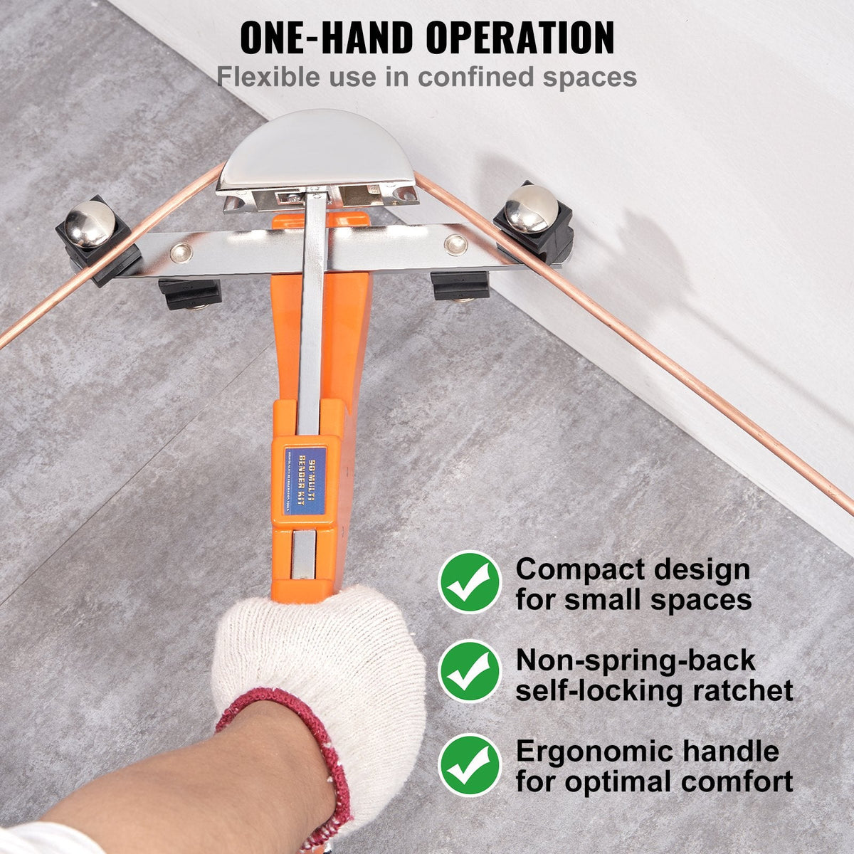 VEVOR Pipe Tube Bender, O.D. Ratcheting Tubing Bender, 90 Forward Reverse Pipes Bending Tools With 7 Dies And Pipe Cutter For HVAC Air Conditioning Refrigerator Repair