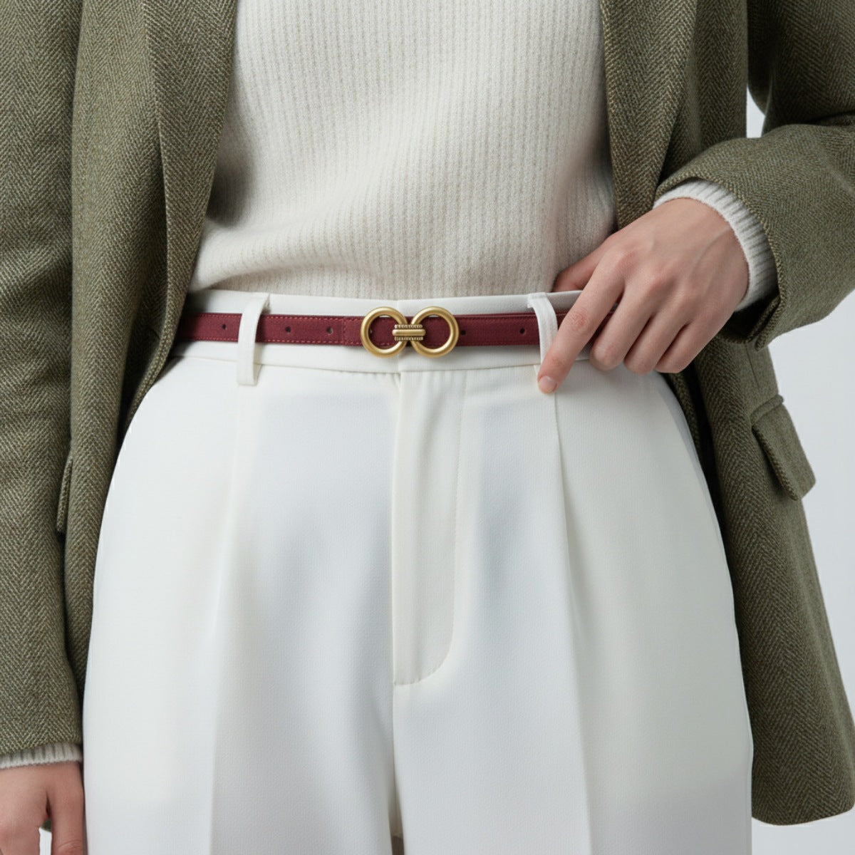 Golden Double Circle Buckle Belt