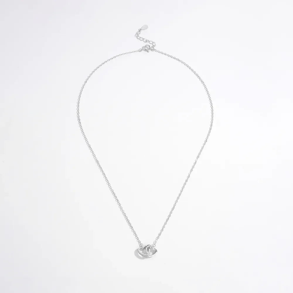 925 Sterling Silver Inlaid Zircon Heart Necklace