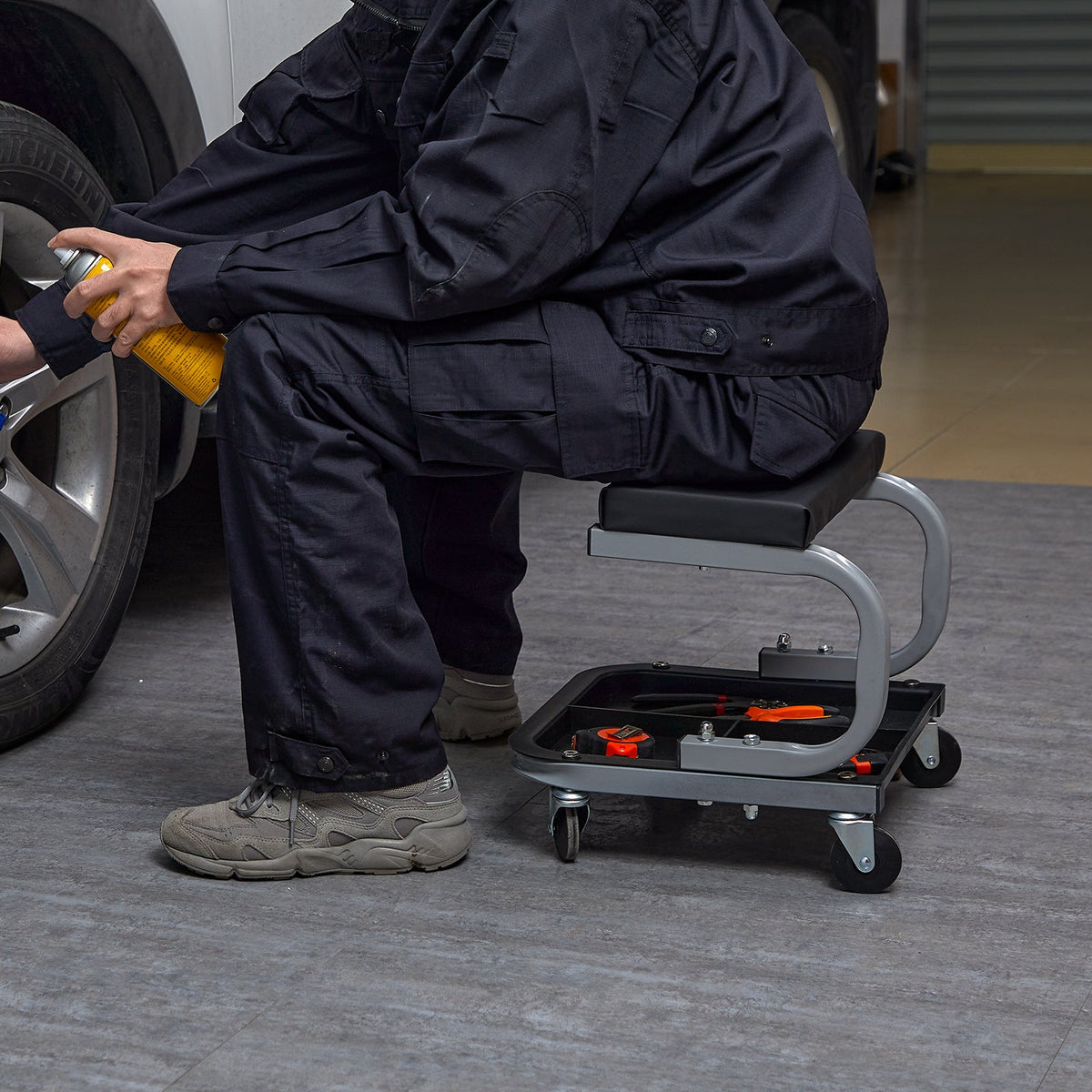 VEVOR Mechanics Garage Stool 250 LBS Mechanic Creeper Seat Under Car Tool Tray