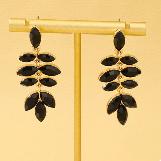 18K Gold-Plated Alloy Resin Leaf Drop Earrings