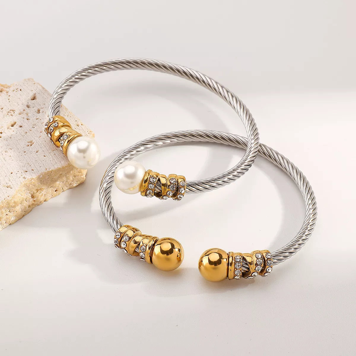Synthetic Pearl Stainless Steel Bracelet