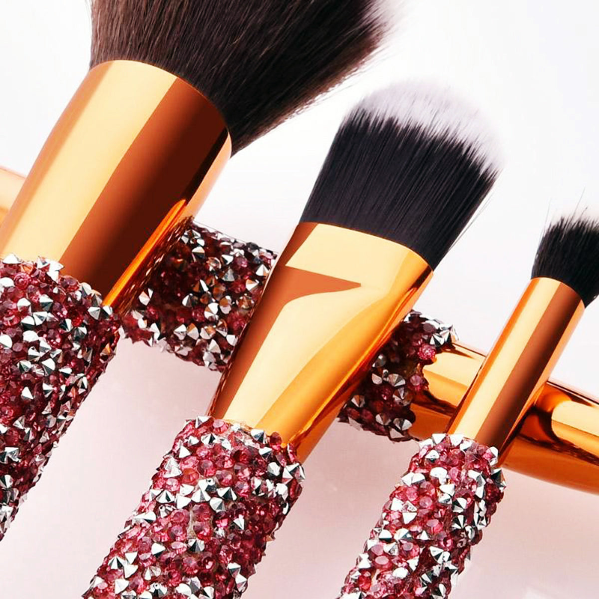 10Pcs Luxury Makeup Brush Set Diamond Rivet Handle Design Crystal Makeup Brush, For Face And Eye Makeup Brush Professional Foundation Concealer Eye Shadow Makeup Tool