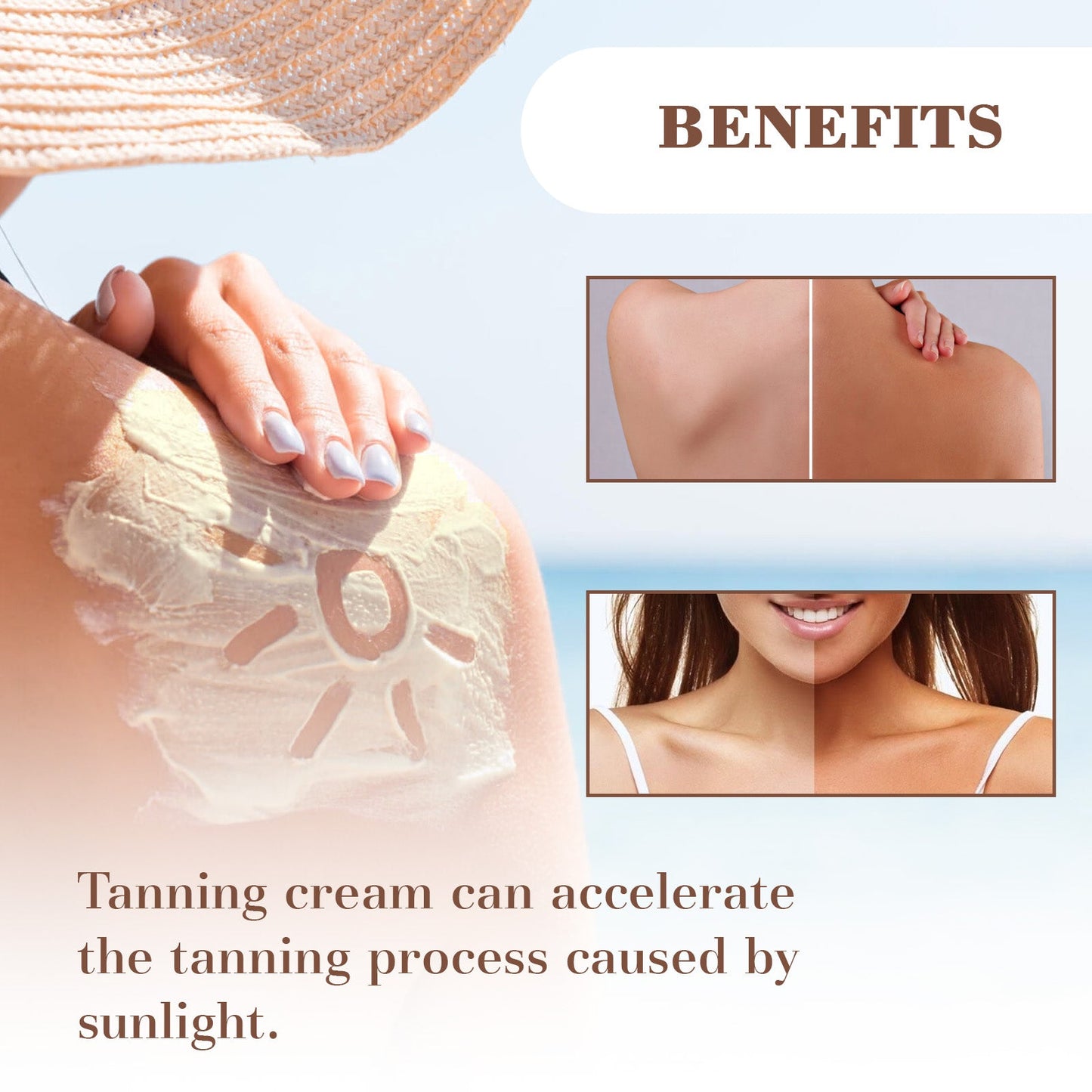 OceAura Tanning Cream, Outdoor Suntanning Milk Wheat Tan Bodybuilding Natural Skin Moisturizes And Hydrates