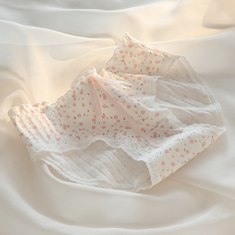 Bow Sweet Little Floral Ribbed Panties