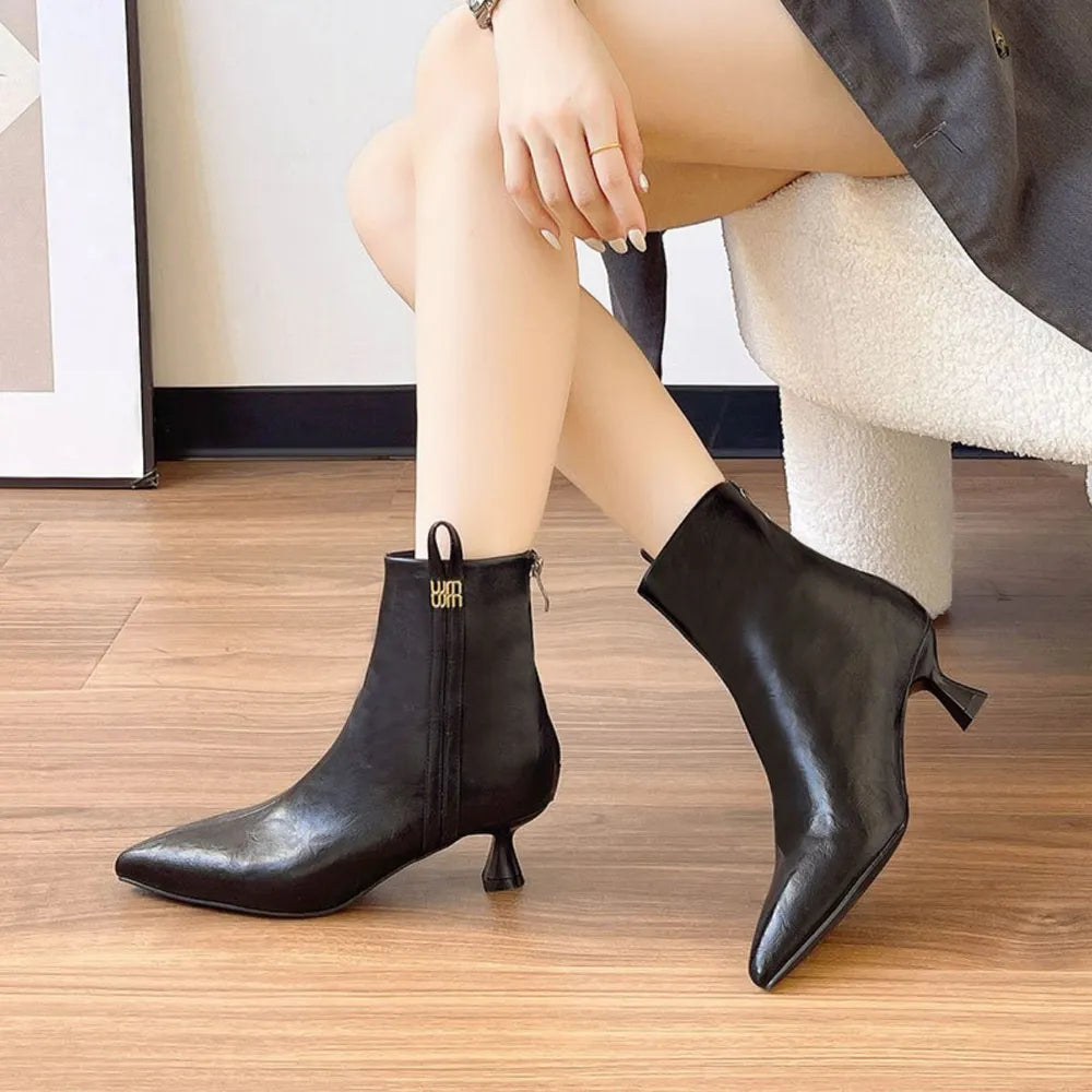 Point Toe Kitten Heels Boots