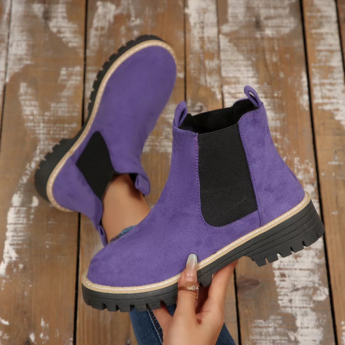 Round Toe Block Heels Boots