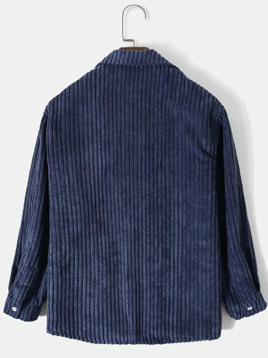 Men's Full Size Corduroy Button Up Long Sleeve Jacket Plus Size