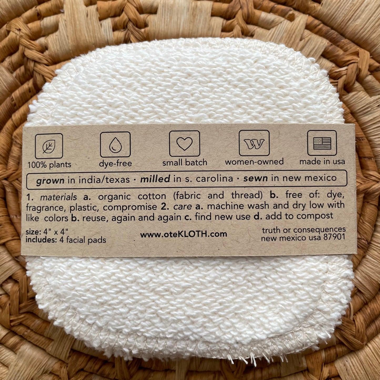Organic Cotton Reusable Cotton Rounds | Velour + Terry
