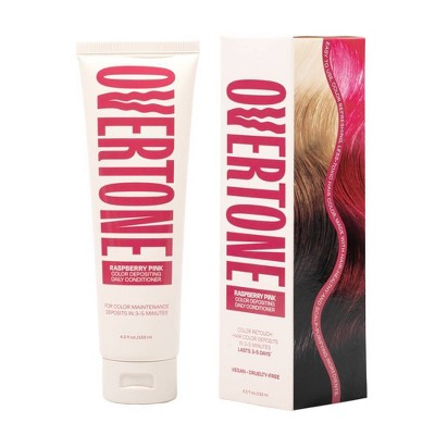 Overtone Raspberry Pink Daily ConditionerSemi-Permanent Pink Hair Color All Hair Types 4.5 oz Color-Depositing - New
