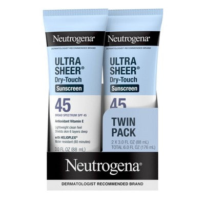 Neutrogena Ultra Sheer Dry-Touch Sunscreen Broad Spectrum SPF 45 6 fl oz /2ct - Imperfect Box