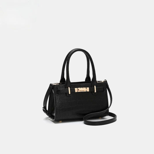 Crocodile-Embossed Leather Top Handle Handbag