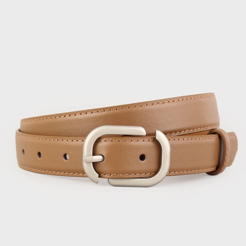 Leather Belt with Silver Buckle