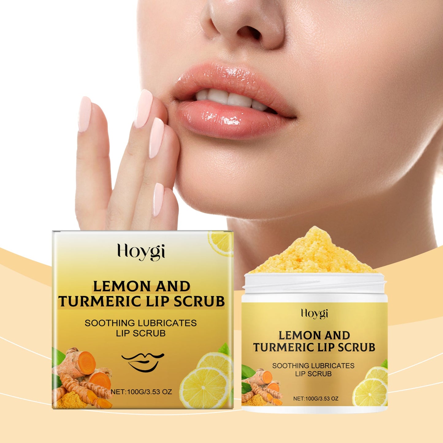 Hoygi Turmeric Lemon Lip Scrub Moisturizes Dry, Exfoliating, Hydrating And Moisturizing Lip Care Cream