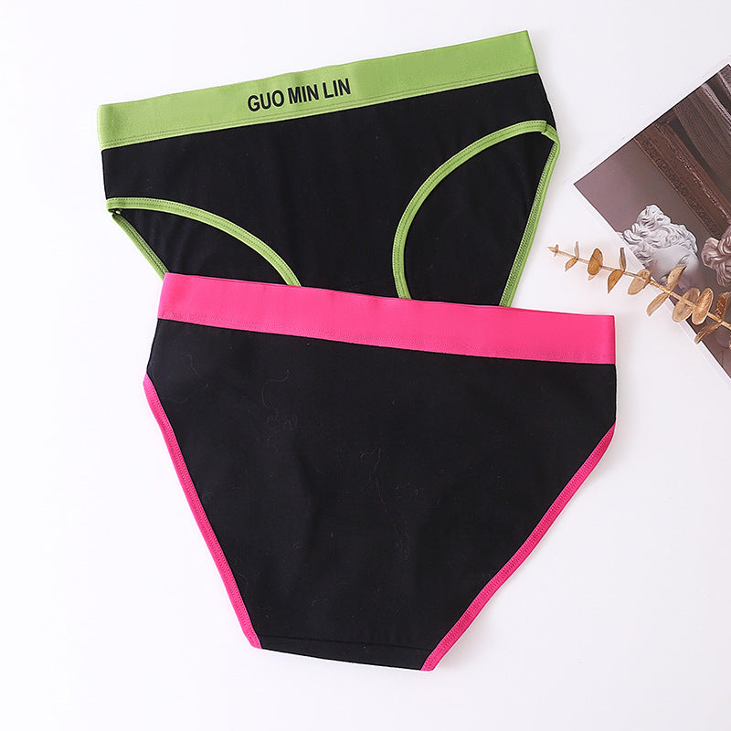 Cotton Women's Sports Mid-waist Letter Breathable Panties