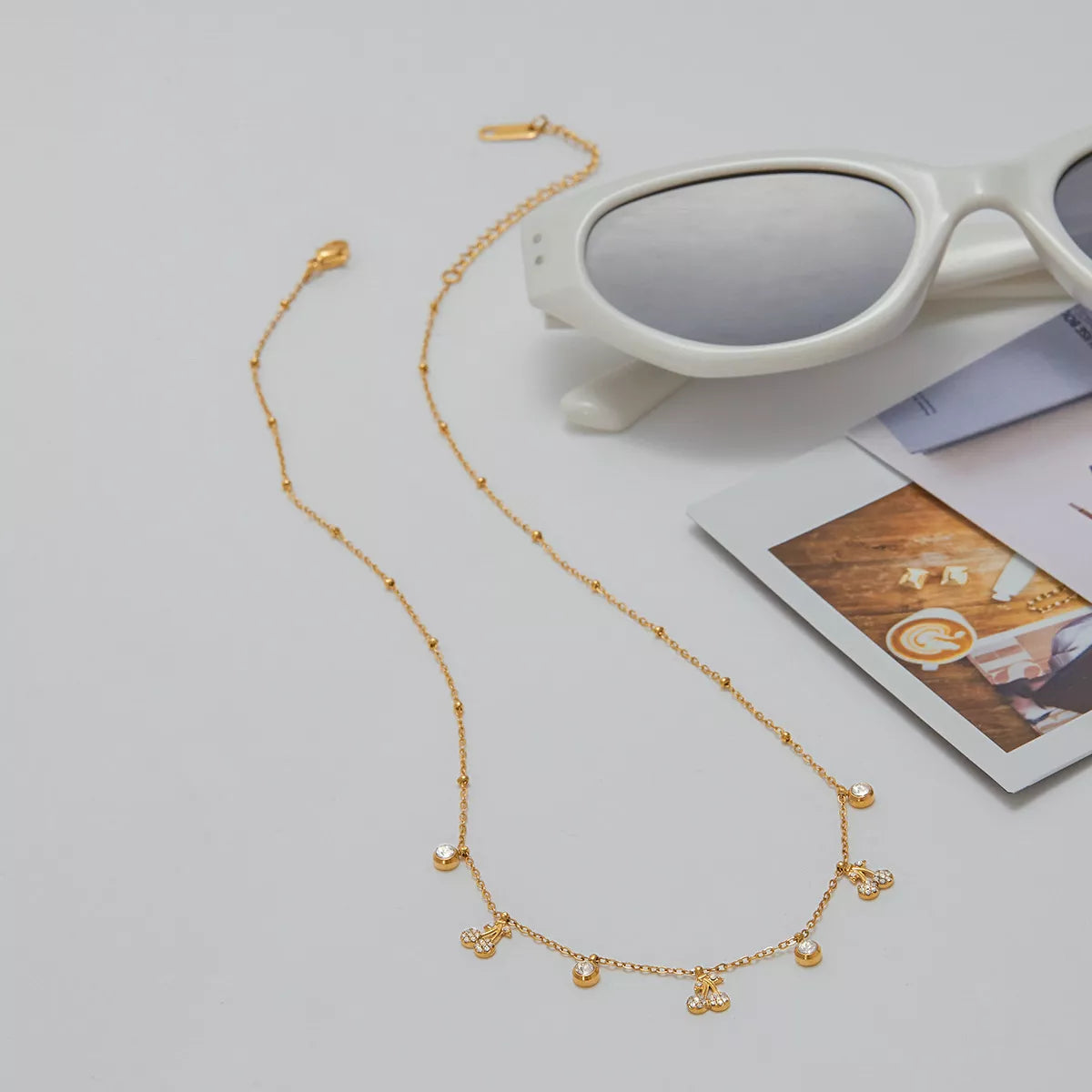18K Gold-Plated Zircon Cherry Necklace