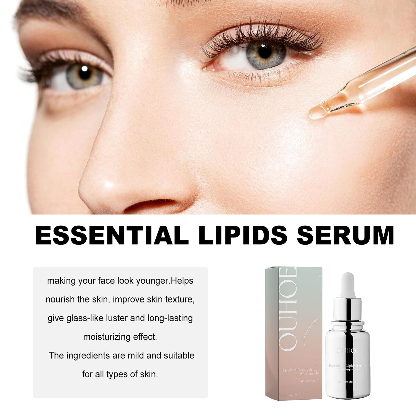OUHOE Essentical Lipids Serum, The Face Tightens The Fine Lines Of The Eyes Of The Law Wrinkles The Skin Anti-Wrinkle And Anti-Aging