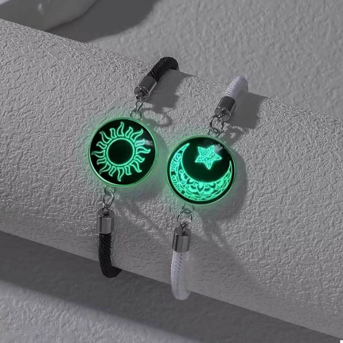 2-Piece Glow-in-the-Dark Sun Moon Bracelet