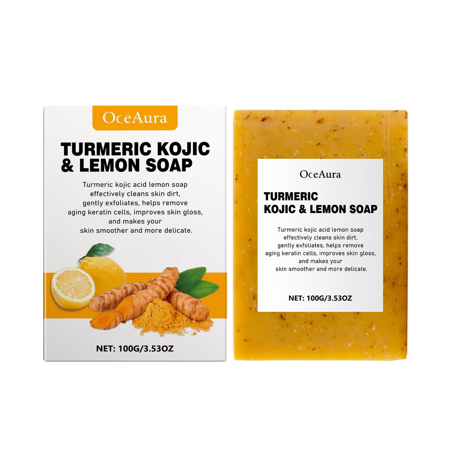 OceAura Lemon Turmeric Acid Soap Cold Wash Bath Gentle Cleansing Skin Care Facial Body Universal