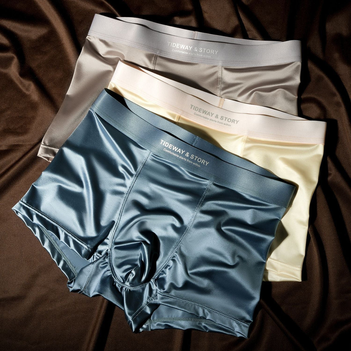 Ice Silk Mens Underwear Light Luxury Satin Boxers