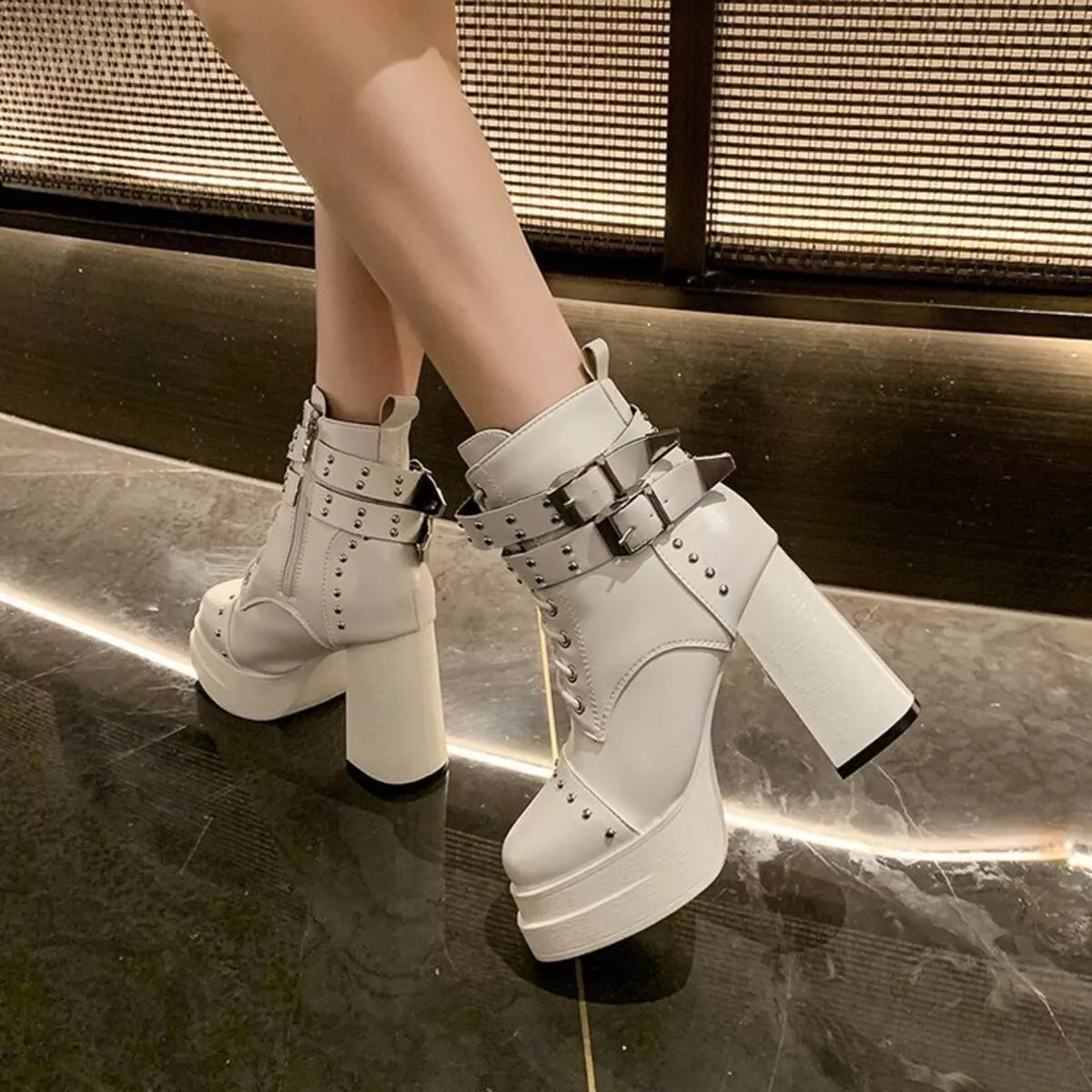 Round Toe Block Heels Boots