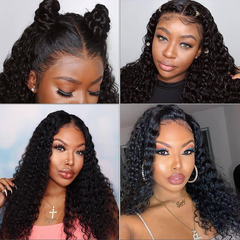 13x4 Lace Front Human Hair Wig Natural Color Deep Wave Density