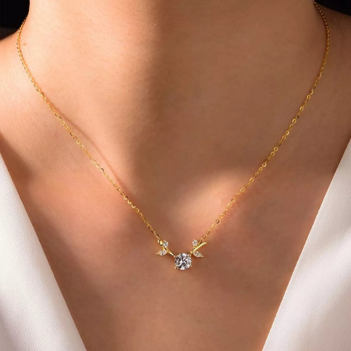 18K Gold-Plated 925 Sterling Silver Moissanite Necklace