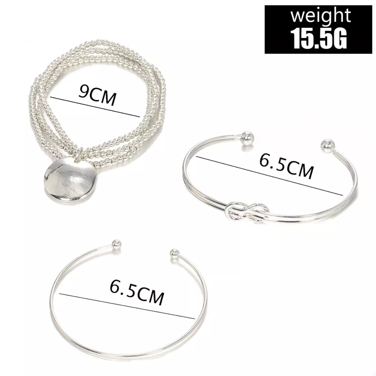 3 Piece Silver-Plated Minimalist Bracelet