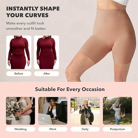 Shapewear For Women - High-Waisted Shapewear Tummy Control Shorts, Thigh Slimmer, Underwear For Women