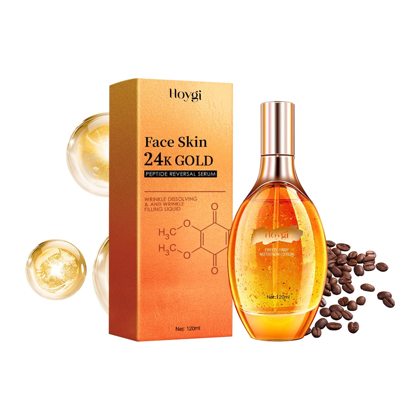 Hoygi 24k Gold Peptide Reversal Serum, Moisturizing Anti-wrinkle Firming And Anti-aging Essence