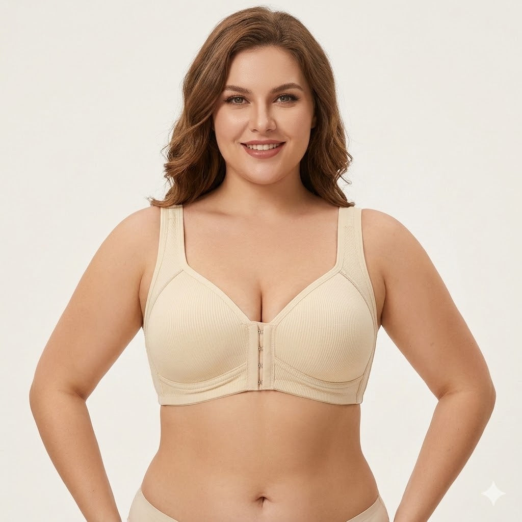 Adjustable Front Closure Push-Up Bra Wire-Free Cross-Back, Seamless & Side Support For Daily Wear, Spring-Summer ComfoMrt Breathable Everyday Breathable Everyday Womenswear Bridal Rider Basic Minimal