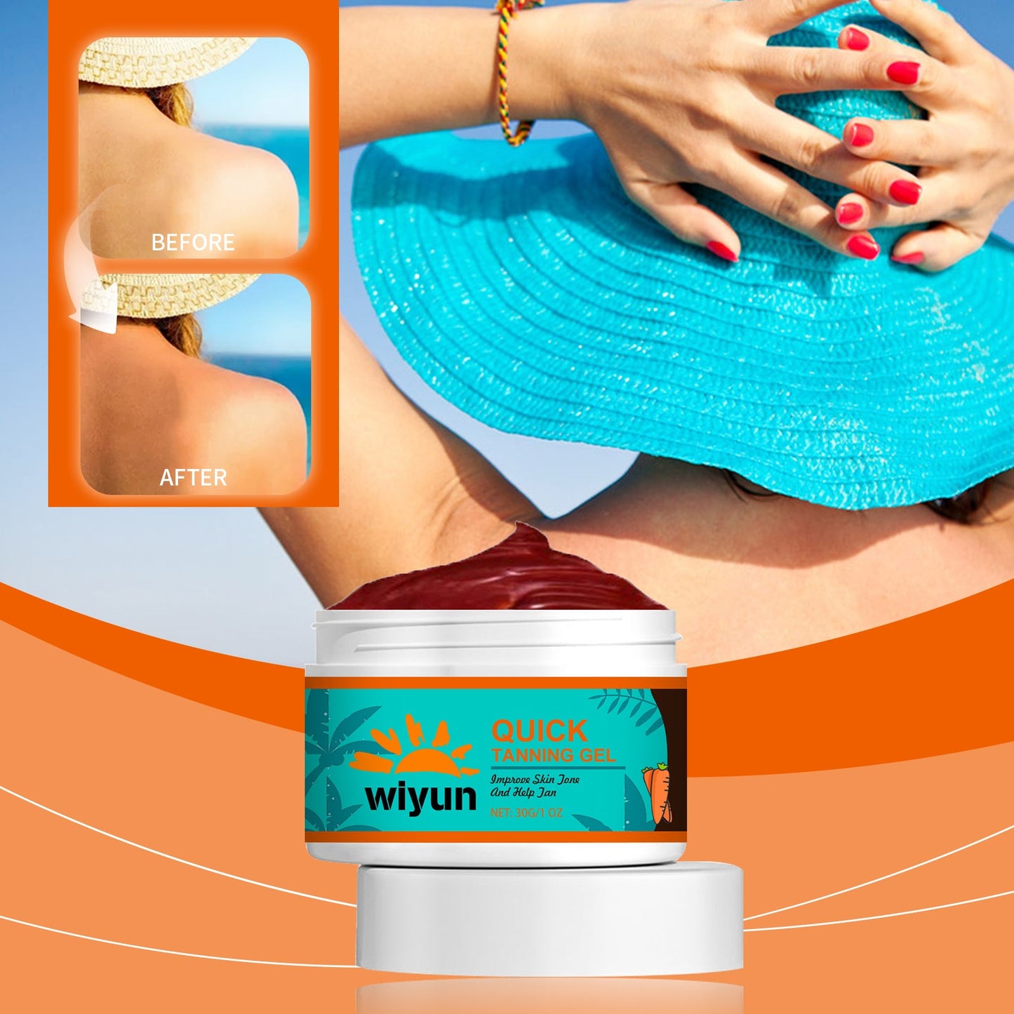 Wiyun Quick Tanning Gel, Tanner Repair Gel Bronzer Tanner Moisturizing And Nourishing Gel