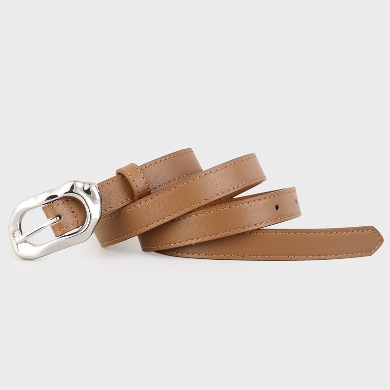 Leather Belt with Silver Buckle
