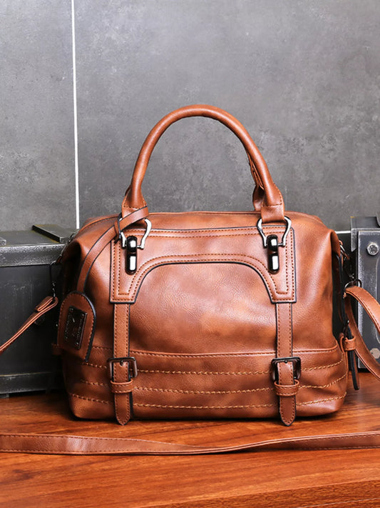 Vintage Style Buckle Decor Handbag