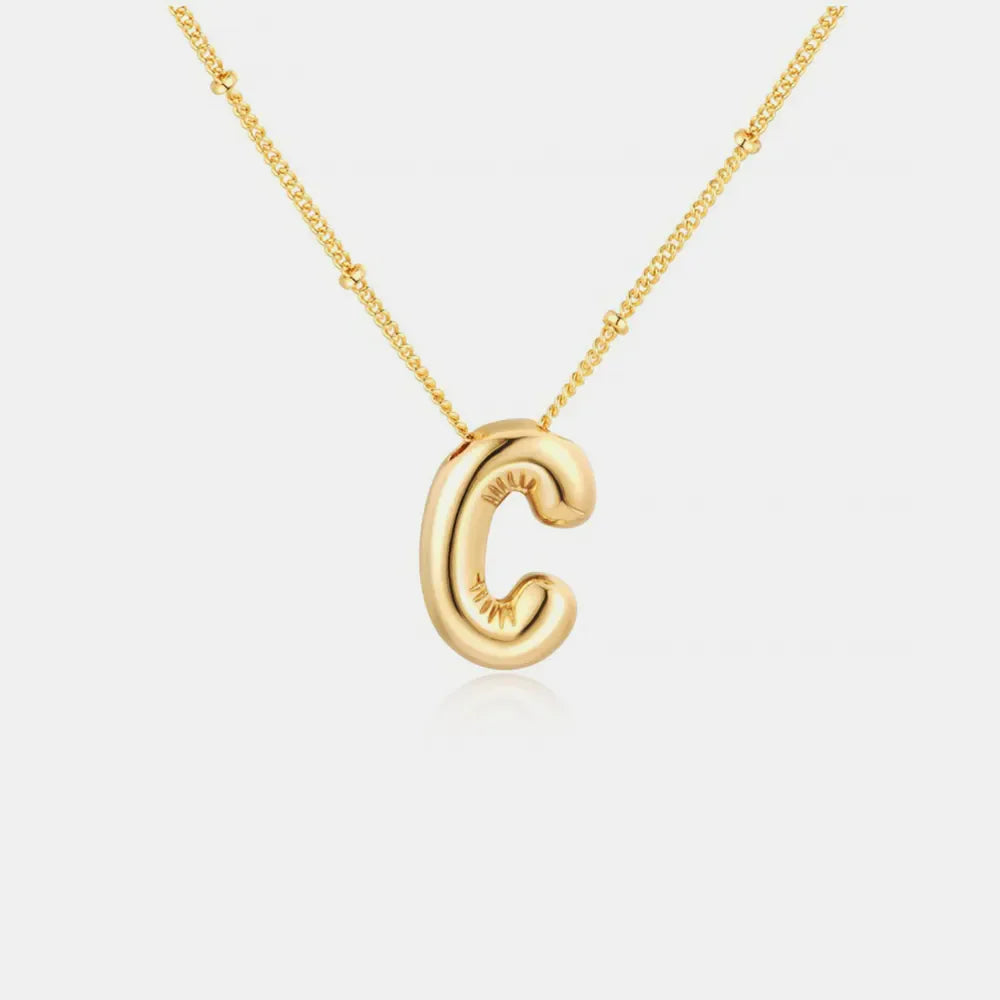 Gold-Plated Bubble Initial Necklace