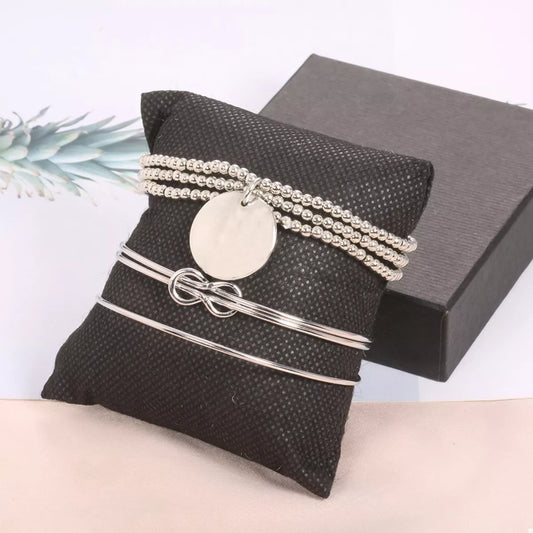 3 Piece Silver-Plated Minimalist Bracelet