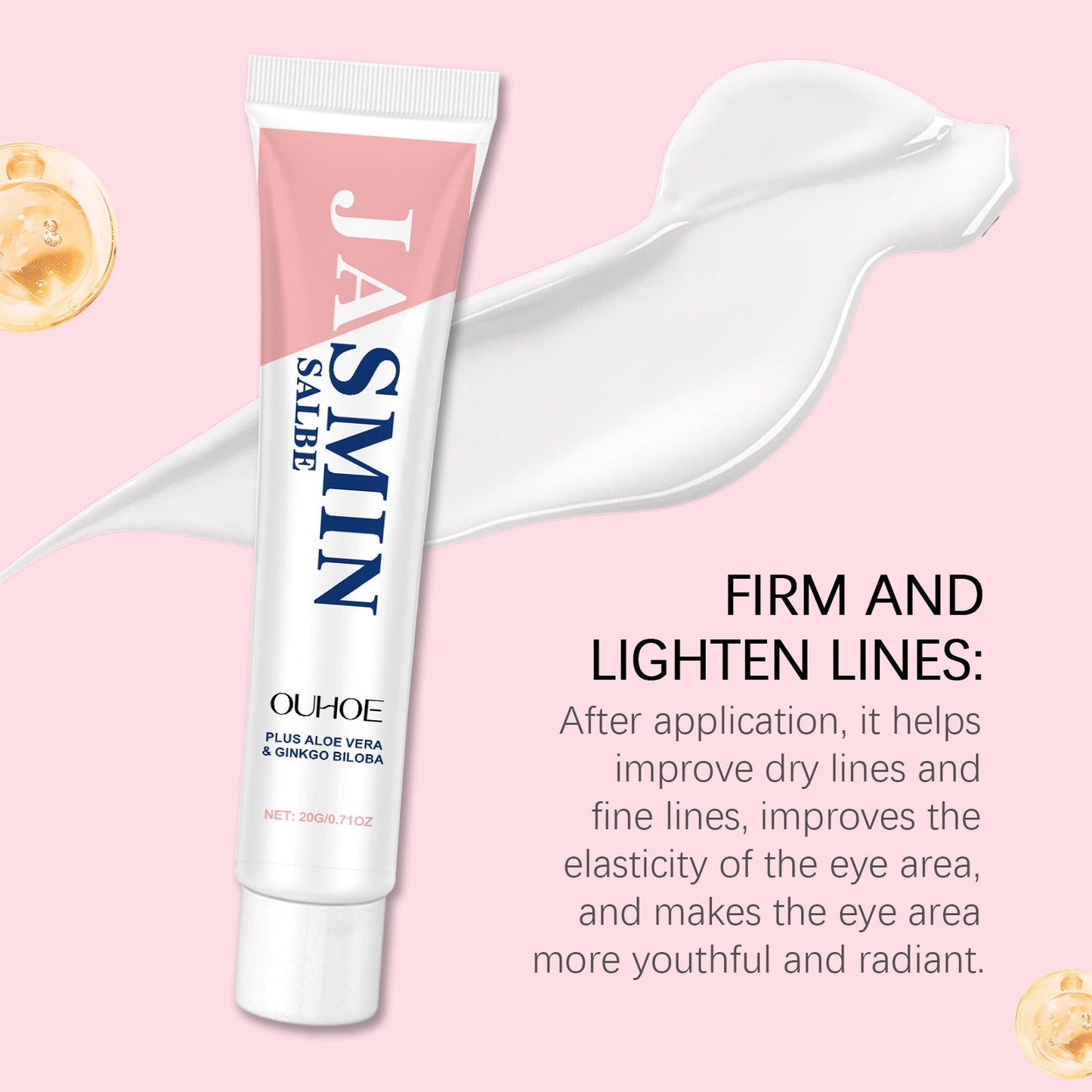 OUHOE Jasmine Eye Cream, Moisturizes And Sooth The Eye Skin Hydrating And Moisturizing Daily Massage With Eye Cream